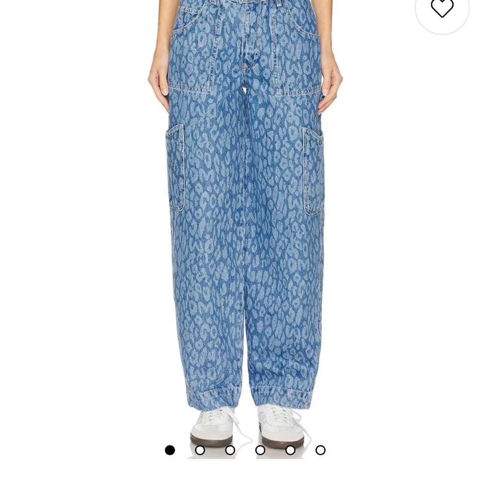 Leopard Print Blue Wide Leg Jeans